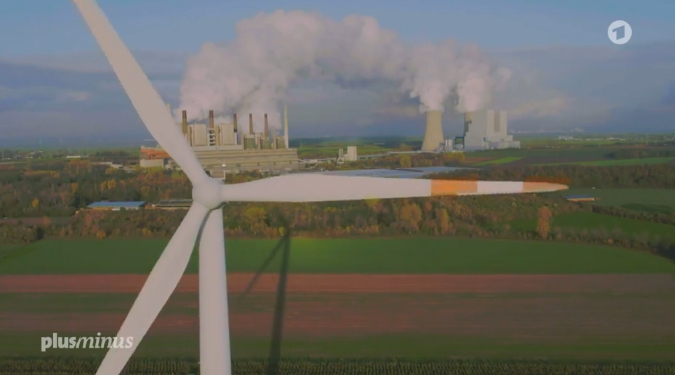 Bild: Windrad und Kohlekraftwerk