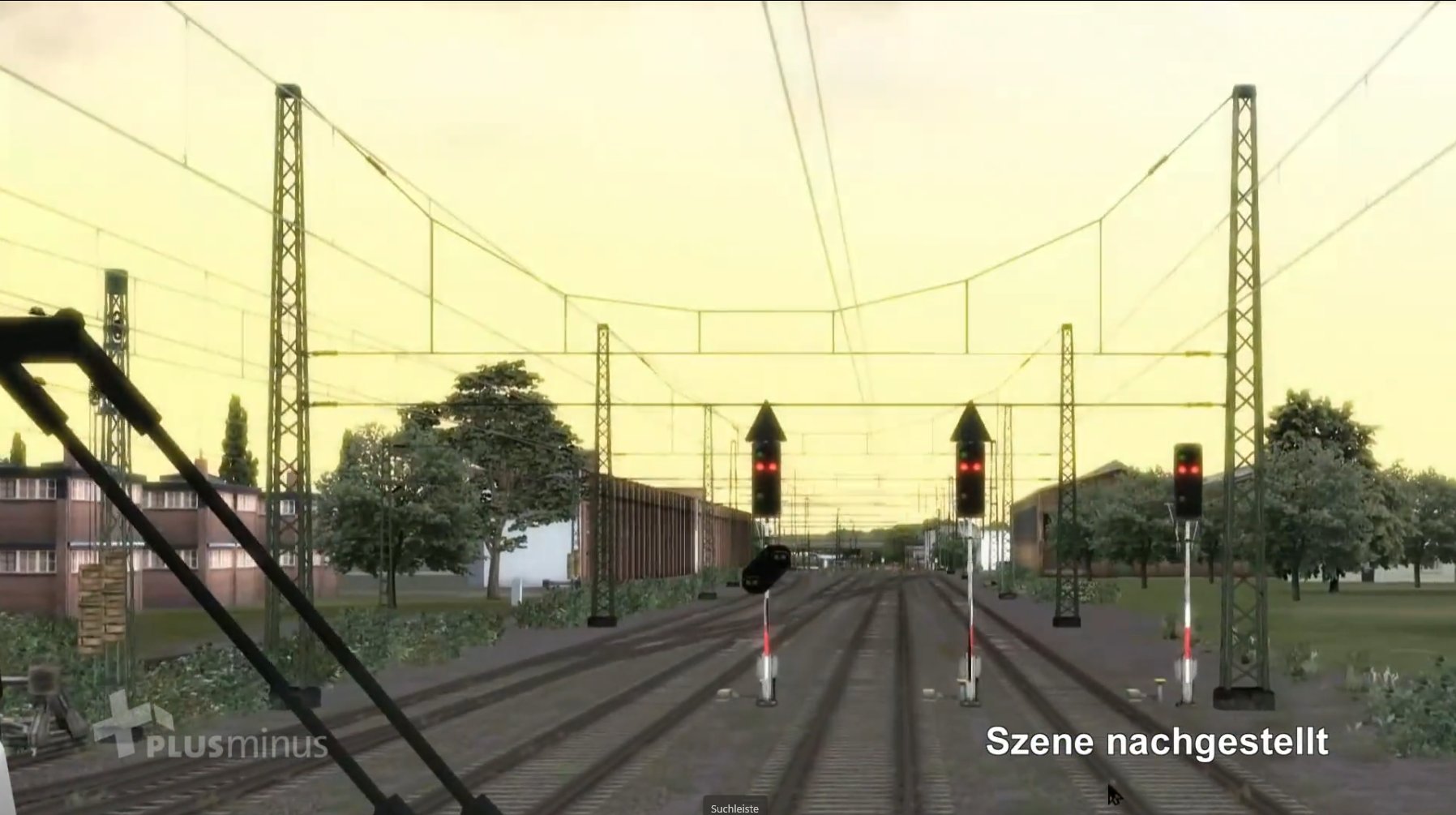 Foto: Rote Signale vor Lokomotive