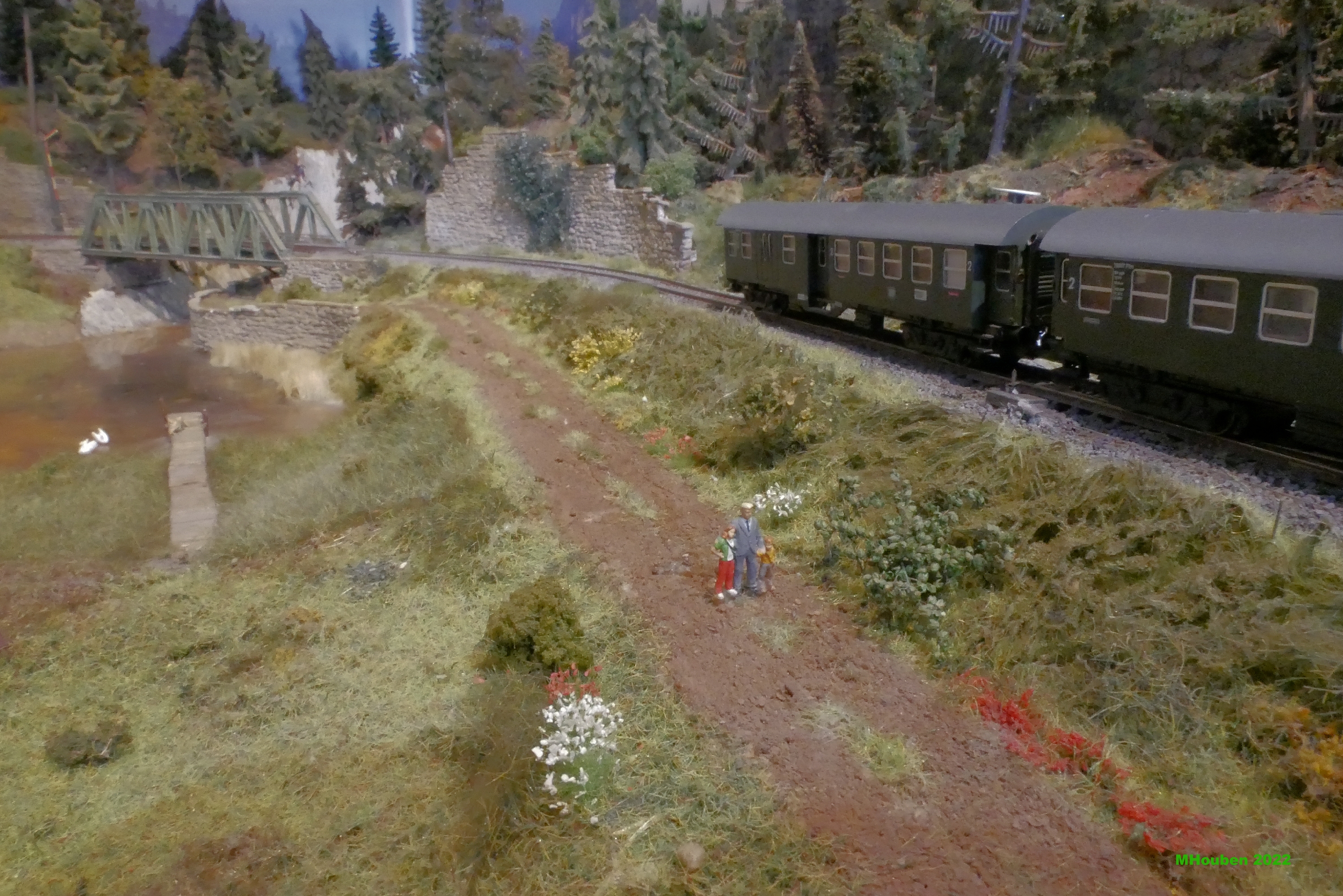 Zug kommt von Br&uuml;cke